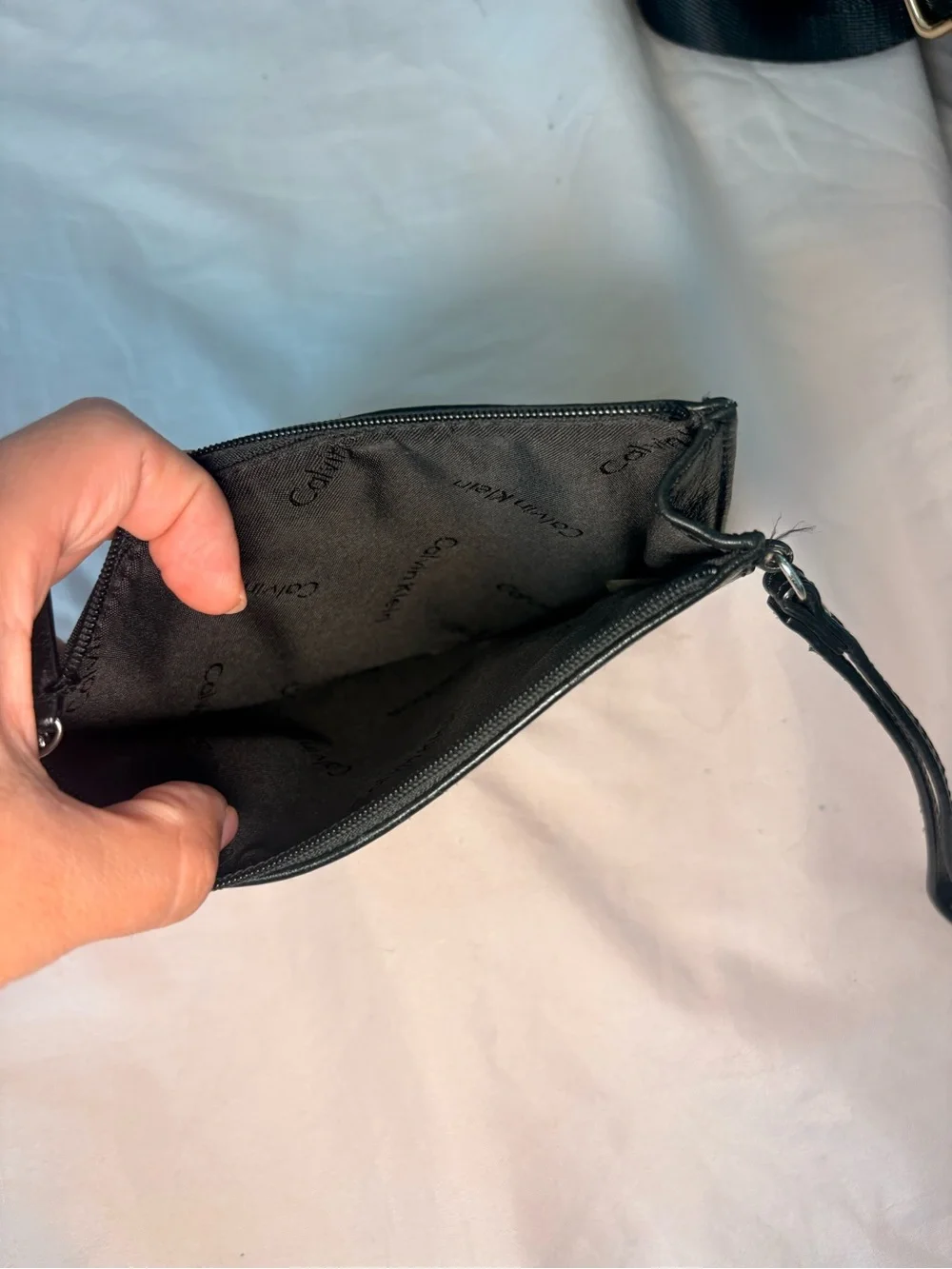 Calvin Klein Black Pebbled Wrislet Pouch